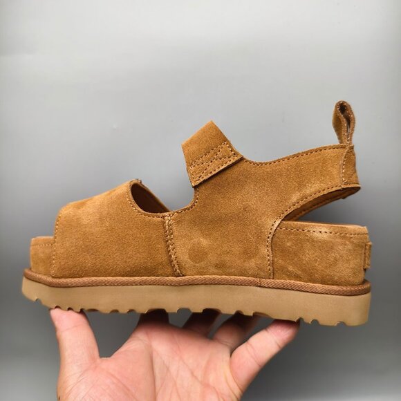 UGG Womens Brown Suede Platform Sandals - Picture 6 of 7